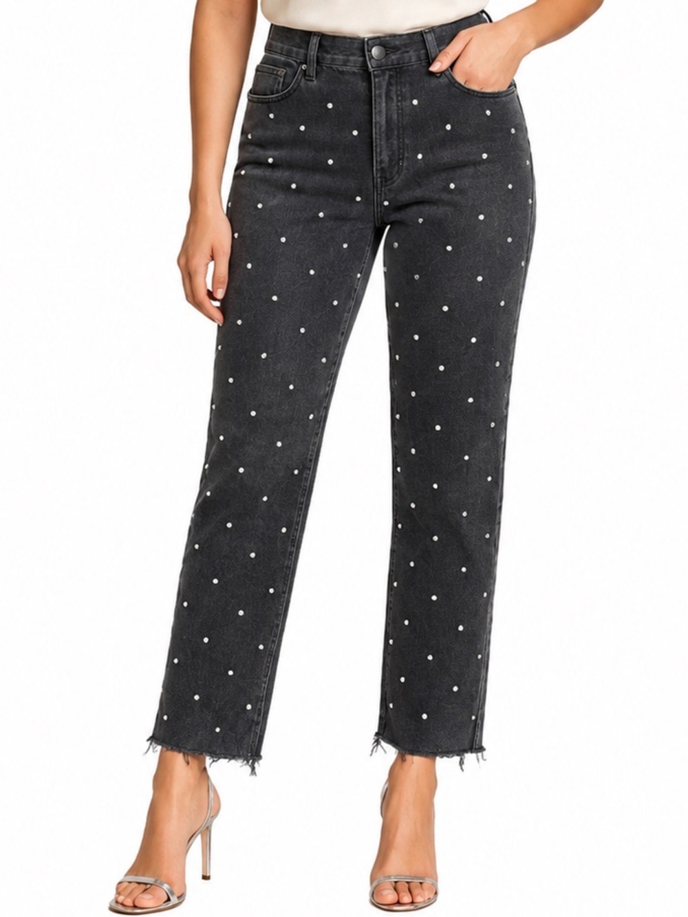 Simply Society Black Rhinestone Cropped Mom Jeans